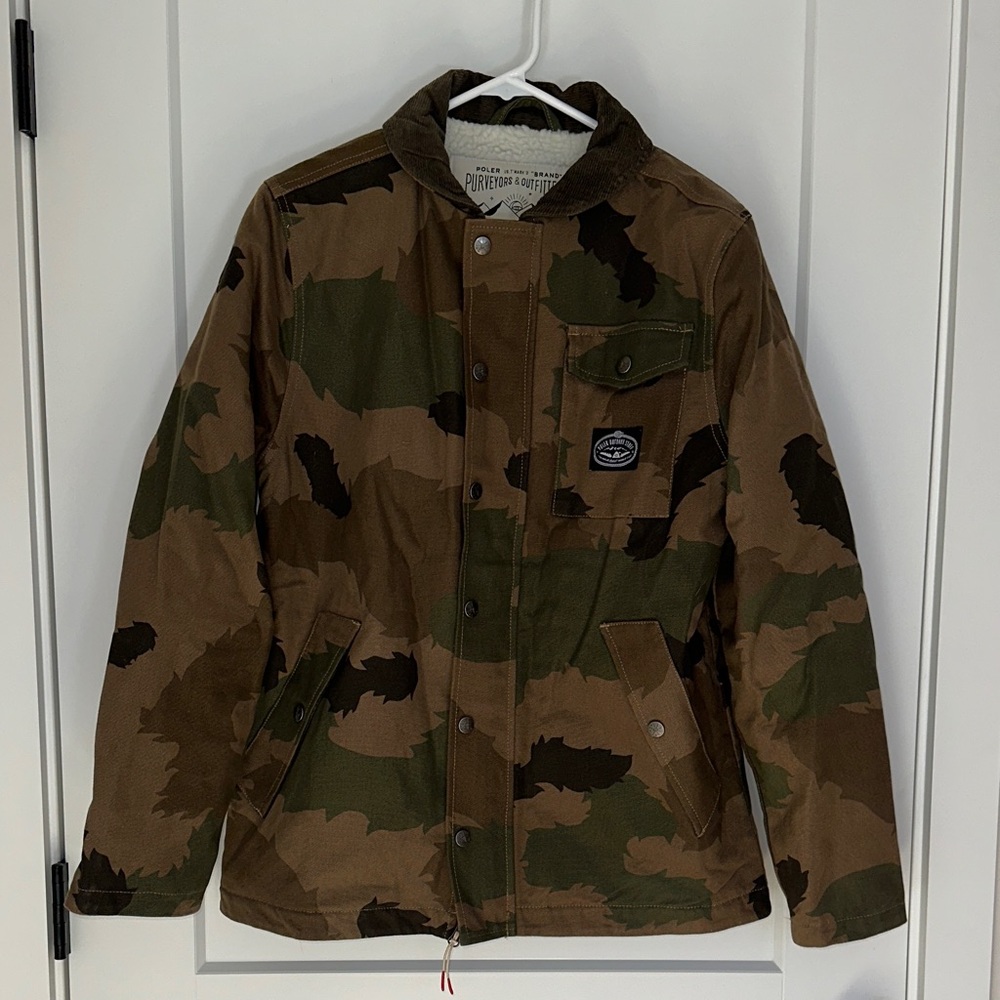 Poler Outdoor stuff. Men's Green and Brown Camouflage Field Jacket
